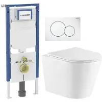 Geberit QeramiQ Dely Toiletset - UP720 inbouwreservoir - witte bedieningsplaat - toilet - zitting - mat wit SW1237202/0700518/SW1000766/SW1026254