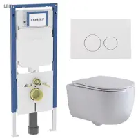 Geberit QeramiQ Dely Swirl Toiletset - 36.3x51.7cm - UP720 Duofix Sigma inbouwreservoir - slim zitting - glans witte bedieningsplaat - ronde knoppen - wit mat SW1237202/SW706186/SW1000766/SW1026257