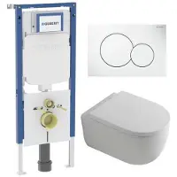 Geberit QeramiQ Dely Swirl Toiletset - 36.5x53cm - UP720 Duofix Sigma inbouwreservoir - 35mm zitting - witte sigma bedieningsplaat - ronde knoppen - glans wit SW1237202/0700518/SW1159505/SW1026256