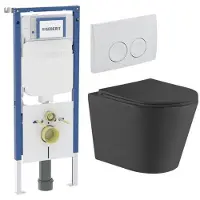 Geberit QeramiQ Dely Toiletset - UP720 inbouwreservoir - witte bedieningsplaat - softclose toilet zitting - mat zwart SW730486/SW1237202/SW1026253/SW1000768