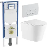 Geberit QeramiQ Dely Toiletset - UP720 inbouwreservoir - slim zitting - bedieningsplaat wit - ronde knoppen - mat wit SW730486/SW1237202/SW1026254/SW1000766