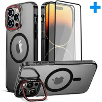 SBVR Hoesje geschikt voor iPhone 15 Pro Hoesje – Met 2 Screenprotectors – MagSafe Case – Met standaard