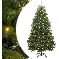 vidaXL - Kunstkerstboom - 240 - cm - 300 - LED's - Warmwit - PVC - en - Staal - Groen