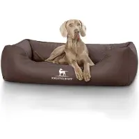 Knuffelwuff orthopedisch hondenbed Madison van laser-gewatteerd kunstleer XL 105 x 75cm bruin