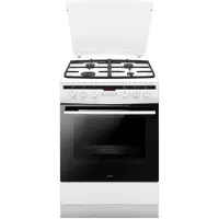 Amica 617GEH3.33HZpTaDpA(W) PIZZA, Vrijstaand fornuis, Wit, Knopbediening, Draaiknoppen, LED-display, Emaille, Rooster