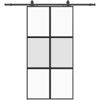 vidaXL Schuifdeur met beslag, zwart, 102,5x205 cm, veiligheidsglas
