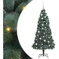 vidaXL Kunstmatige Voorverlichte Kerstboom met Ballenset Groen 150 cm
