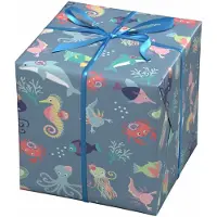 Panduro Cadeaupapier - 10 meter - grijsblauw/zeedieren