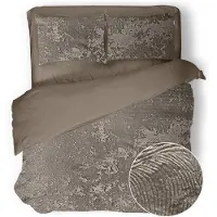Eleganzzz Dekbedovertrek 3D Embossed Velvet Wave - warm taupe 240x200/220cm