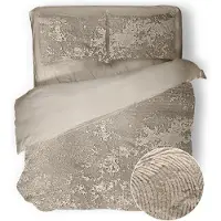 Eleganzzz Dekbedovertrek 3D Embossed Velvet Wave - beige 200x200/220cm