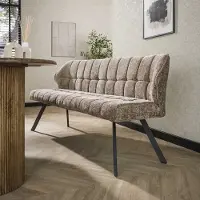 Dimehouse Eetkamerbank Lino Chenille Stof Rich Champagne Geblokt - Velvet - Modern -