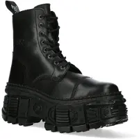 New rock zwarte Goth lederen laarzen-WALL083C-S5