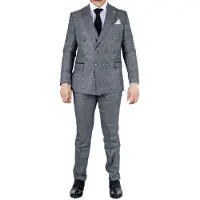 TruClothing Klassiek grijs 2-delig herenpak met dubbele rij knopen