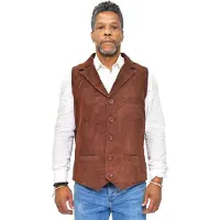 Infinity Leather Heren klassiek glad geit suède leren vest-Exeter