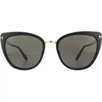 Tom Ford Zonnebril Simona FT0717 01A Glanzend Zwart Roos Goud Smoke Grijs