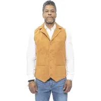 Infinity Leather Heren klassiek glad geit suède leren vest-Exeter