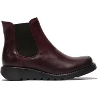 Fly london Dames Rode SALV Chelsea Leren Enkel Casual Wedge Heel Laarzen
