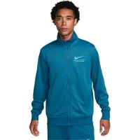 Nike -branding Op De Achterkant Van Een Blauw Trainingsjack Met Rits