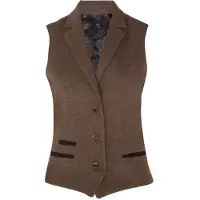 TruClothing Dames Tweed jaren 1920 visgraat lichtbruin vest