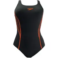 Speedo Placement Dames Zwart/Oranje Zwempak
