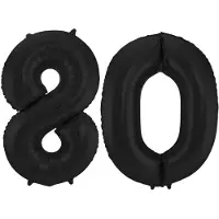 Folat Verjaardag Leeftijd folieballon - 80 jaar - zwart - 86 cm - cijferballon groot