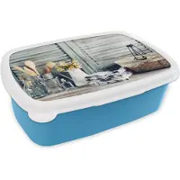 MuchoWow Broodtrommel Blauw - Lunchbox - Brooddoos - Stilleven - Keukengerei - Rustiek - 18x12x6 cm - Kinderen - Jongen