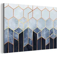MuchoWow Wanddecoratie Metaal - Aluminium Schilderij Industrieel - Hexagon - Gold - Luxe - Patronen - 180x120 cm - Dibond - Foto op aluminium - Industriële muurdecoratie - Voor de woonkamer/slaapkamer