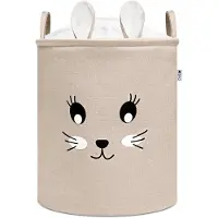 Pce Konijnenhoofd Speelgoedopbergmand - XXL Waterdichte Opbergbox - Beige Knuffel Konijn - Polyester Kist - 63 Liter - 40x40x50 cm - Speelgoedmand - Kinderwasmand - Kledingmand -