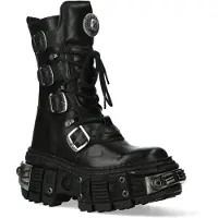 New rock zwarte halfhoge lederen Goth-laarzen-WALL1473-S11