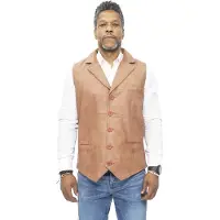Infinity Leather Heren slim klassiek lederen vest-Bristol
