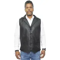 Infinity Leather Heren slim klassiek lederen vest-Bristol