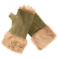 Infinity Leather Womens Shearling Wanten Vingerloze manchetten Toscana Suède Schapenvacht Bont