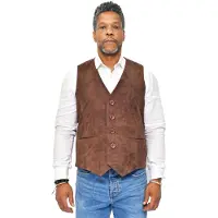 Infinity Leather Heren klassiek geitensuède lederen vest-Norwich