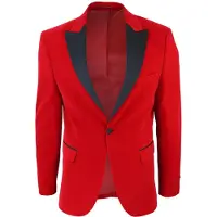 TruClothing Heren rood fluwelen diner smoking colbert blazer