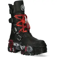 New rock halfhoge punk lederen laarzen-WALL028B-C1