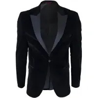 TruClothing Heren zwart fluwelen diner smoking colbert blazer