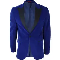 TruClothing Heren blauw fluwelen diner smoking colbert blazer