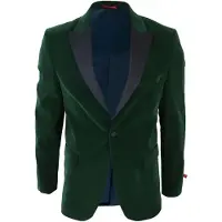 TruClothing Heren groen fluwelen diner smoking colbert blazer
