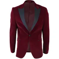 TruClothing Heren bordeaux fluwelen diner smoking colbert blazer
