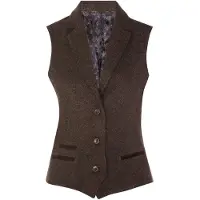 TruClothing Dames Tweed jaren 1920 visgraat bruin vest
