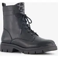 Tamaris dames veterboots met luipaardprint zwart maat 38