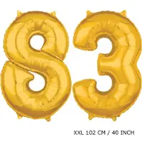TGL Mega grote XXL gouden folie ballon cijfer 83 jaar. Leeftijd verjaardag 83 jaar. 102 cm 40 inch. Met rietje om ballonnen mee op te blazen.