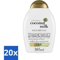 OGX 20 x - Coconut Milk - Shampoo - Voedend - Tropische Geur - 385 ml - Kokosmelk Shampoo - Voedend Haar - Kokosgeur Shampoo - Gezond Haar - Haar Herstellen
