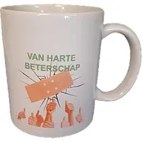TGL Mok beker Van harte beterschap. Opkikker cadeau. Pleister