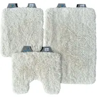 Wicotex - Badmat set - Badmat - Toiletmat - Bidetmat uni Bergen Beige - Antislip onderkant - WC mat met uitsparing - Fluffy zacht