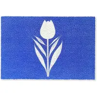 MuchoWow Deurmat 90x60 cm - Droogloopmat Tulp - Minimalistisch - Bladeren - Wit - Mat voor binnen - Schoonloopmat - Deurmatten met print - Inloopmat