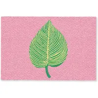 MuchoWow Deurmat 90x60 cm - Droogloopmat Illustratie - Blad - Minimalistisch - Groen - Mat voor binnen - Schoonloopmat - Deurmatten met print - Inloopmat