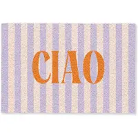 MuchoWow Deurmat 60x40 cm - Droogloopmat Ciao - Quote - Pastel - Strepen - Mat voor binnen - Schoonloopmat - Deurmatten met print - Inloopmat