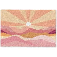 MuchoWow Deurmat 90x60 cm - Droogloopmat Bergen - Abstract - Zonnestralen - Roze - Mat voor binnen - Schoonloopmat - Deurmatten met print - Inloopmat