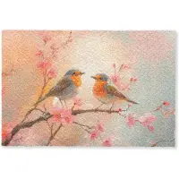 MuchoWow Deurmat 60x40 cm - Droogloopmat Roodborstjes - Sierlijk - Bloesemtak - Mat voor binnen - Schoonloopmat - Deurmatten met print - Inloopmat